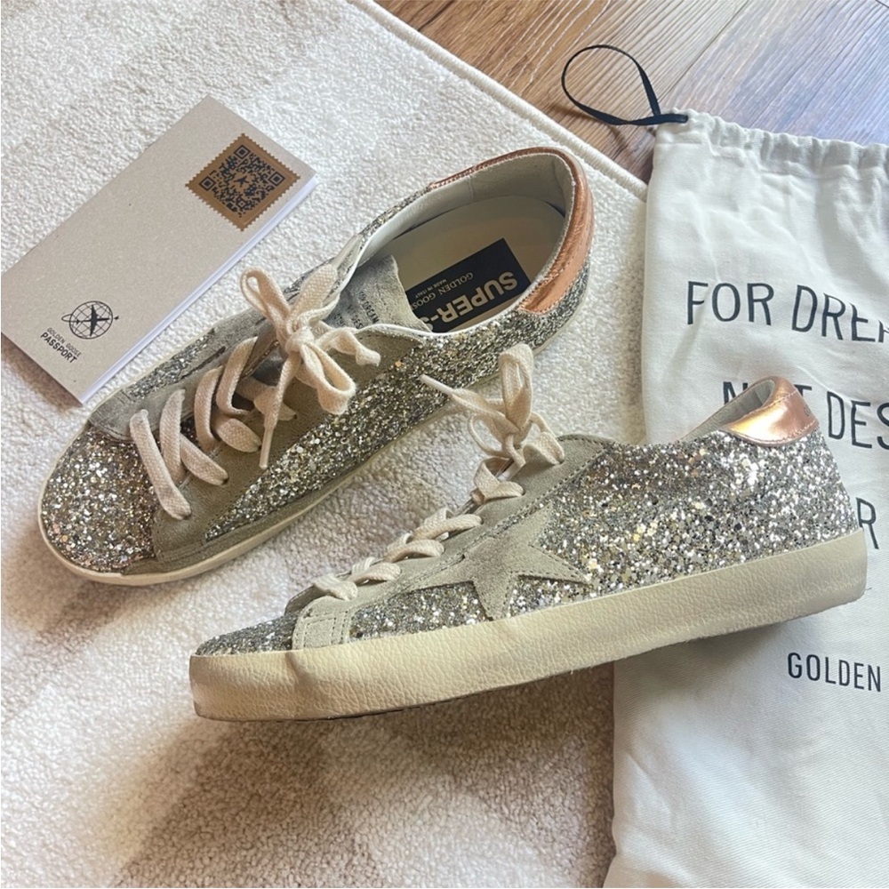 Golden Goose Women's Glitter Sneakers - Silver and Gold